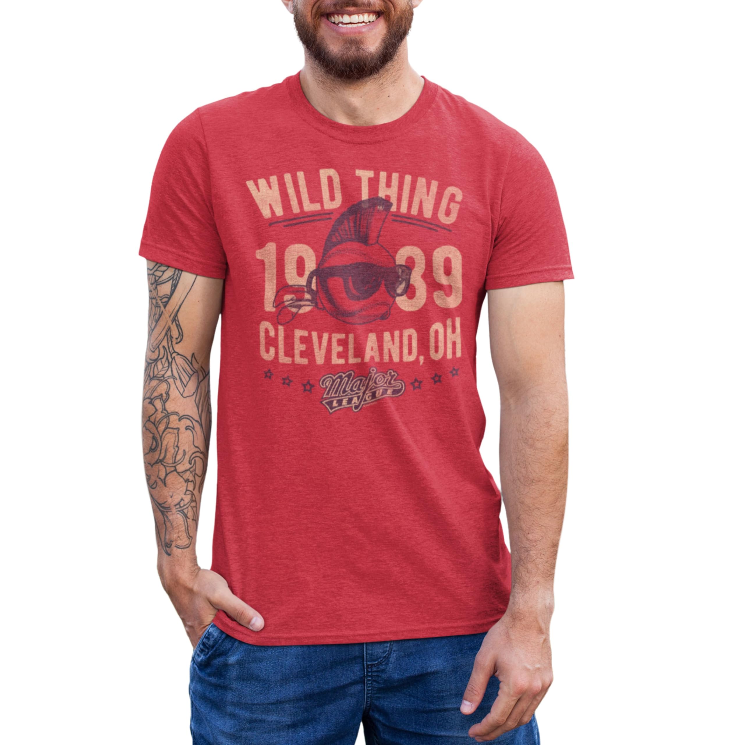 Major League 1989 Sports Comedy Movie Wild Thing Vintage Red HTHR Adult T-Shirt