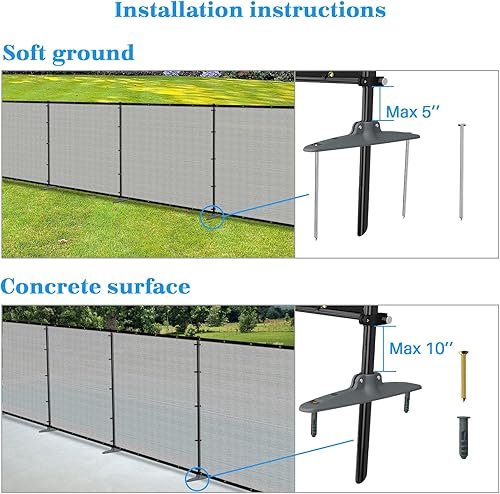 Miniatura 5 de Valla de privacidad al aire libre con postes de hierro, picos de tierra para perros, valla de privacidad de jardín de metal, valla de privacidad
