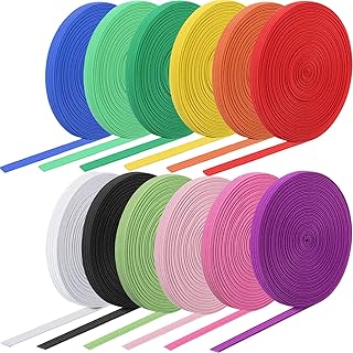 12 Rolls Braided Elastic Bands Colorful Elastic Rope/ Elastic Cord Heavy Stretch Strap Cord Elasticity Knit Flat Elastic B...