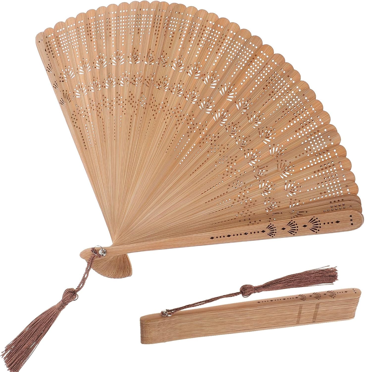 Healifty Bamboo Folding Hand Fan, Vintage Portable Fan for Weddings Events
