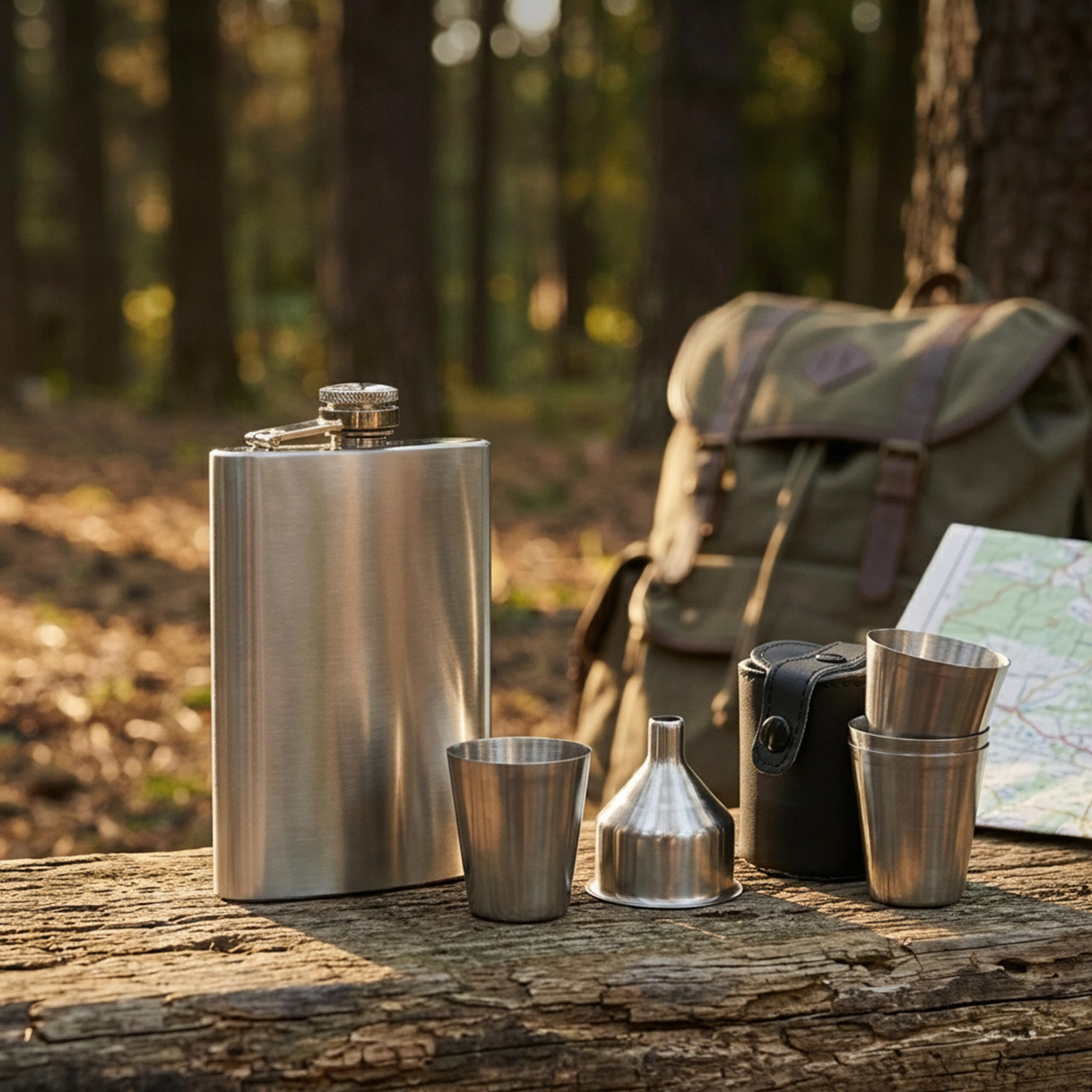 Relaxdays 8-częściowy zestaw piersiówek ze stali nierdzewnej i sztucznej skóry, butelki kieszonkowe 200 ml, z kubkiem i lejkiem, do zastosowania w podróży, srebrny