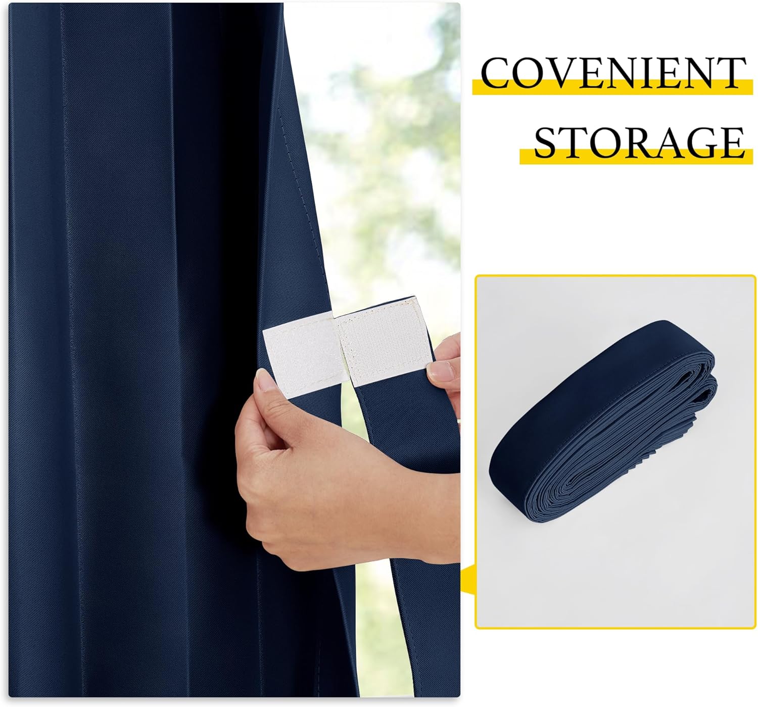 NICETOWN Room Divider Curtain for Bedroom Living Room Partition, Privacy Accordion Blackout Sound Proof Doorway Curtains, Sliding Glass Temporary Door Curtainfor Closet (Navy, 1 Panel, 60" W x 80" L)