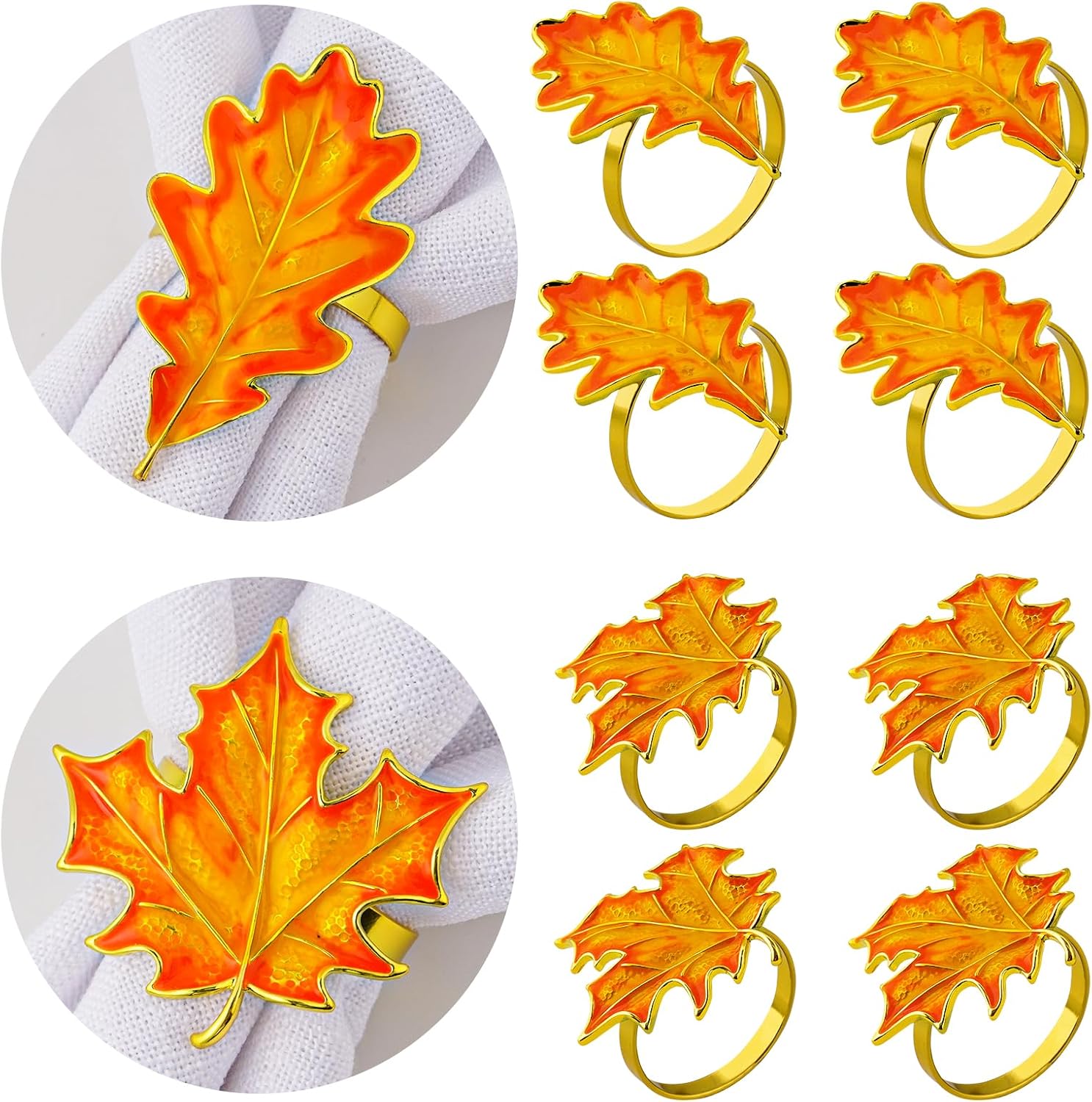 FRAMICS Fall Napkin Rings Set of 8 Thanksgiving Napkin