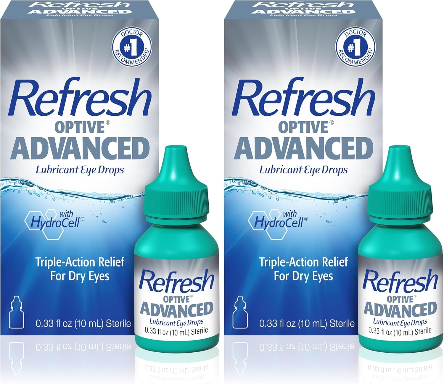Refresh Optive Advanced Lubricant Eye Drops Artificial Tears,0.33 fl oz (10 mL),(Pack of 2)