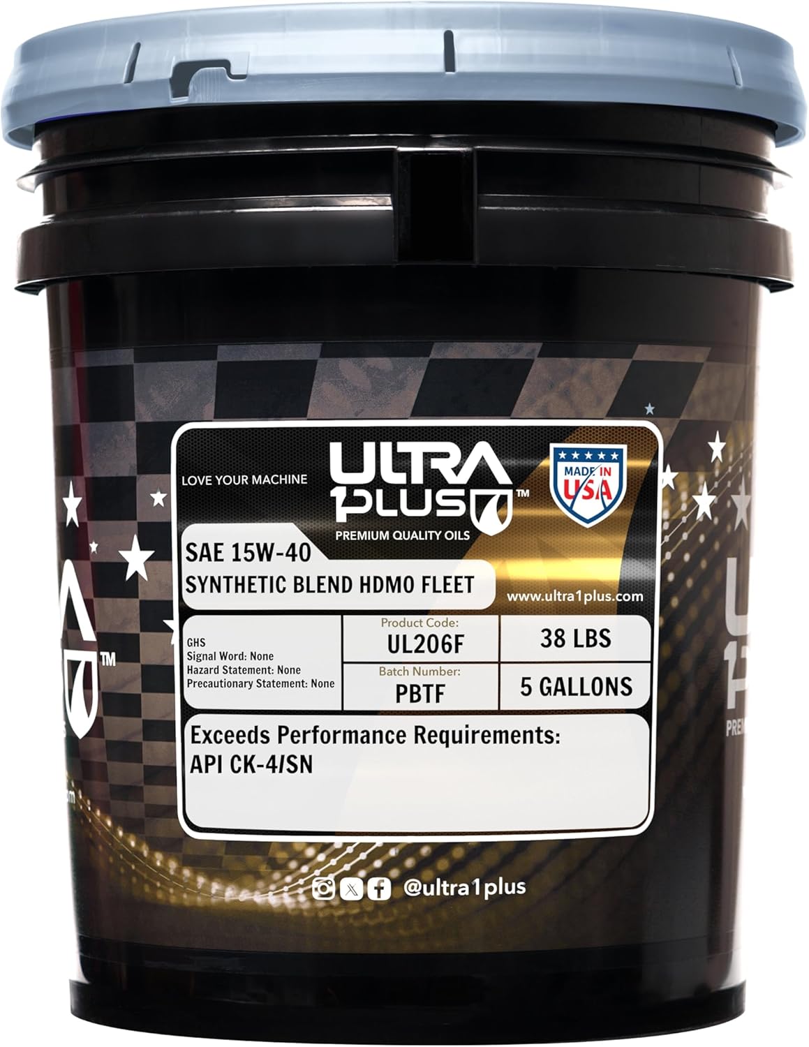 ULTRA 1PLUS SAE 15W-40 Synthetic Blend API CK-4/SN Fleet Diesel Engine Oil (5 Gallon Pail)