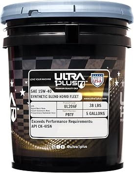 ULTRA 1PLUS SAE 15W-40 Synthetic Blend API CK-4/SN Fleet Diesel Engine Oil 5 Gallon Pail