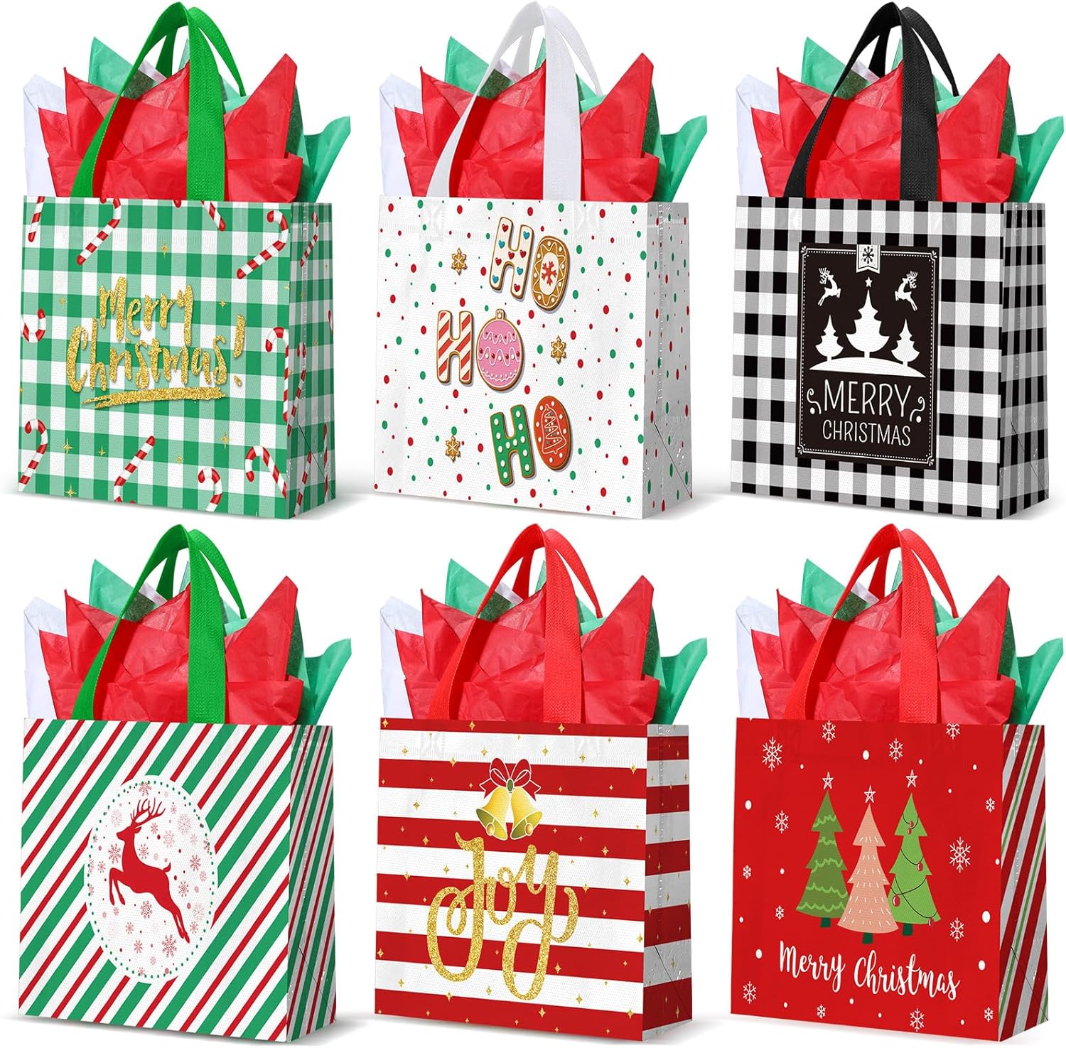 Wesnoy 30 Pack Reusable St. Patrick's Day Gift Bags Non Woven Tote Bulk with Handles Goodie Shopping Bags with Tissue Paper for Party Favors