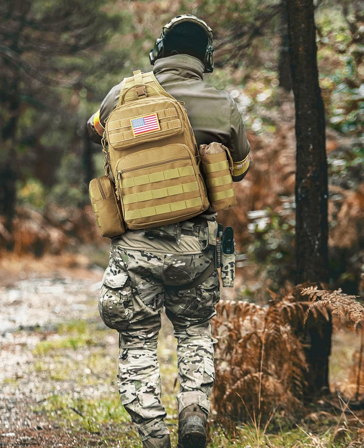 CVLIFE Tactical Sling Bag Backpack for Men Military Shoulder Sling Bag Molle Army Assault Detachable Tactical Bag with Bottle Holder Concealed Carry Daily Day Pack Work Bag for EDC Hiking, Khaki - Image 6