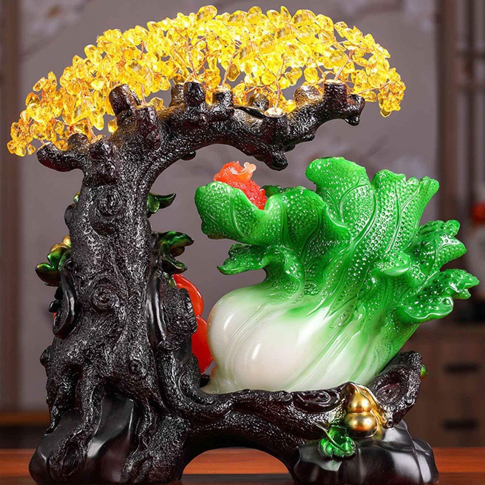 Ozdoby Kryształowe Drzewo Pieniądze Gem Feng Shui Statuetki bogactwa Dekoracja biura domowego - Duchowe ozdoby Drzewo Pieniądze (zielony)