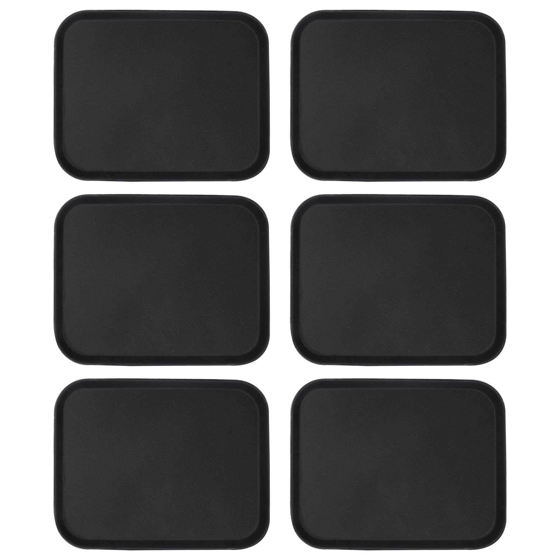 Argon Tableware Black Rectangular Serving Trays Pack of 6-45.5 x 35.5cm Reusable Non Slip Rubberized Surface Platter for Food and Drinks - Heat Resistant Stackable Trays for Bars, Restaurants — image 1