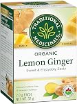 Traditional Medicinals Lemon Ginger Tea, 16 Count Tea Bags
