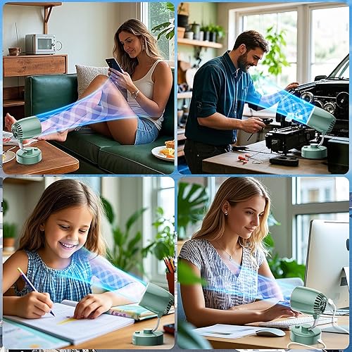 Miniatura 2 de Ventilador de escritorio portátil de pequeño aroma USB-C recargable 4000 mAh 4 velocidades, mini ventiladores de mesa silenciosos, inclinables para