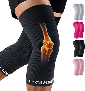 CAMBIVO Kniebandage Männer Damen 2 Pack, Ultraleicht & Atmungsaktiv Bandage Knie mit Reflektierendem Design zur Schmerzlinderung bei Meniskus-Beschwerden, Knie Support für Laufen, Workouts und Alltag