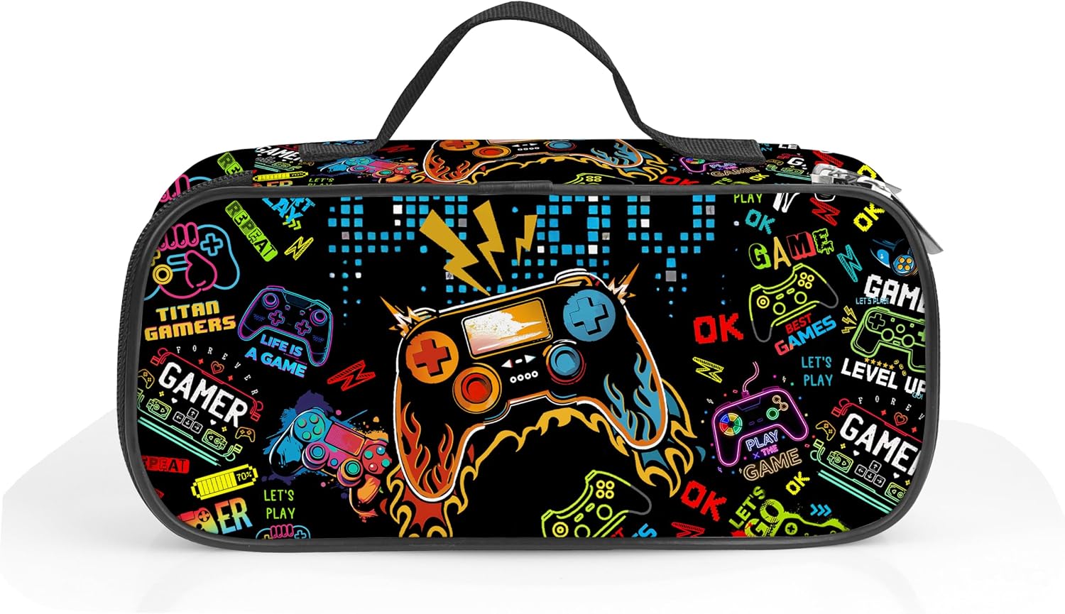Video Game Pencil Case for Boys Girls, Game Controller Pencil Box for Kids Game Pen Bag, Large Capacity Game Pencil Pouch with Zipper Compartments for Office School