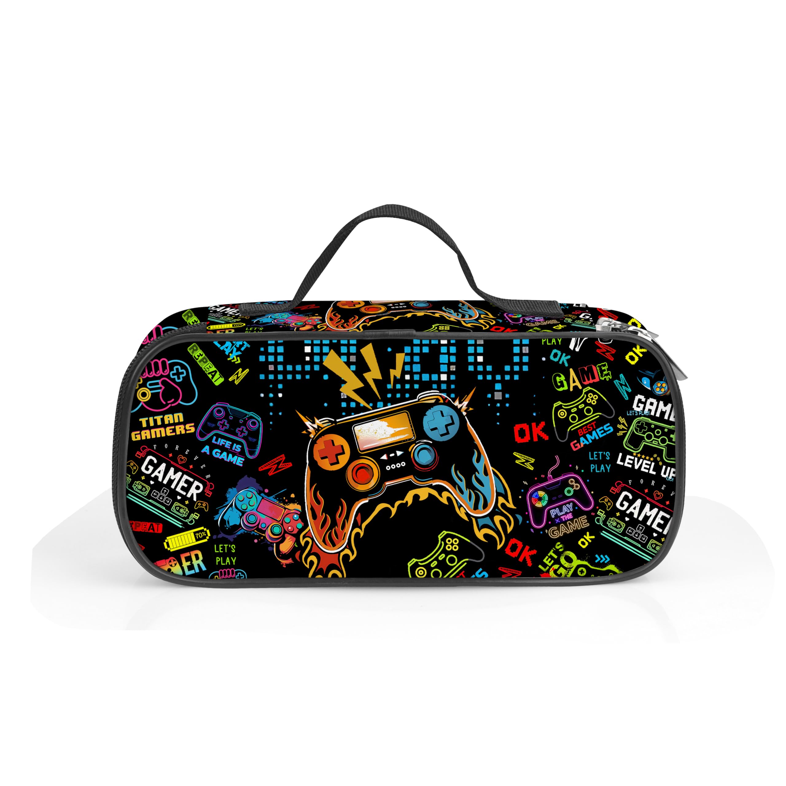 ROVOZAR Gamer Pencil Case for Boys Girls, Video Game Controller Pencil Box for Kids Game Pen Bag, Large Capacity Game Pencil Pouch with Zipper Compartments for School Office