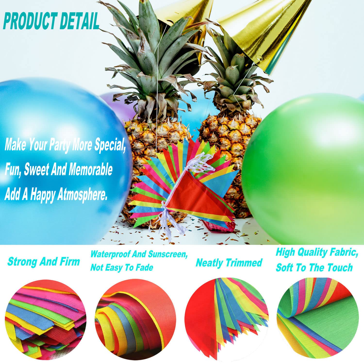 Guirlande De Fanions Triangles Multicolores - 5 Chaînes De 2,5m (total 12,5m) - Fanions 13x17 Cm - Réutilisable Pour Fête, Anniversaire, Mariage - Extérieur / Intérieur