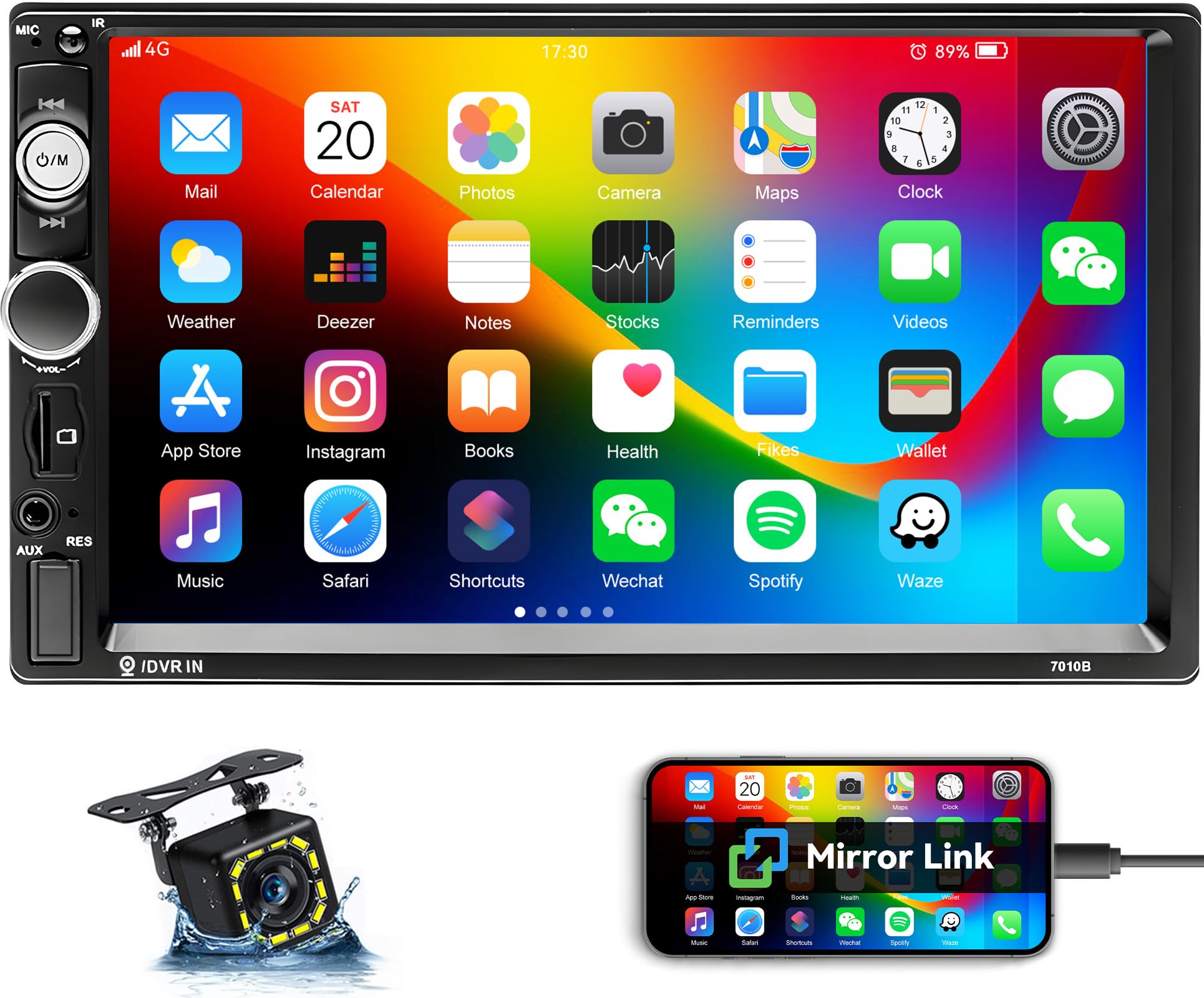 UNITOPSCI Car Stereo Double Din 7 Inch HD Touch Screen Car Radio with Bluetooth Backup Camera Car MP5 Player Digital Display Support FM Radio Mirror Link/AUX-in/USB/SD Playback SWC