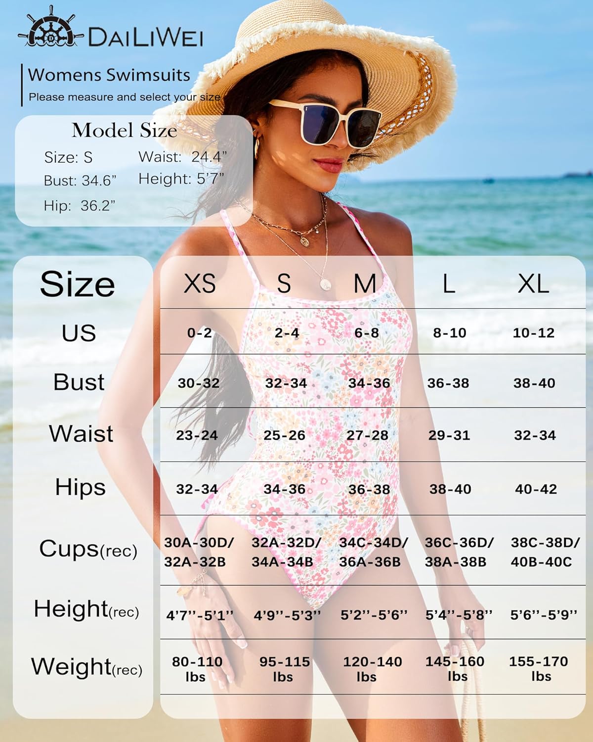 DaiLiWei One Piece Swimsuit Women Tummy Control Bathing Suit Modest Slimming Swim Suits Cute Floral Swimwear Teens 2026