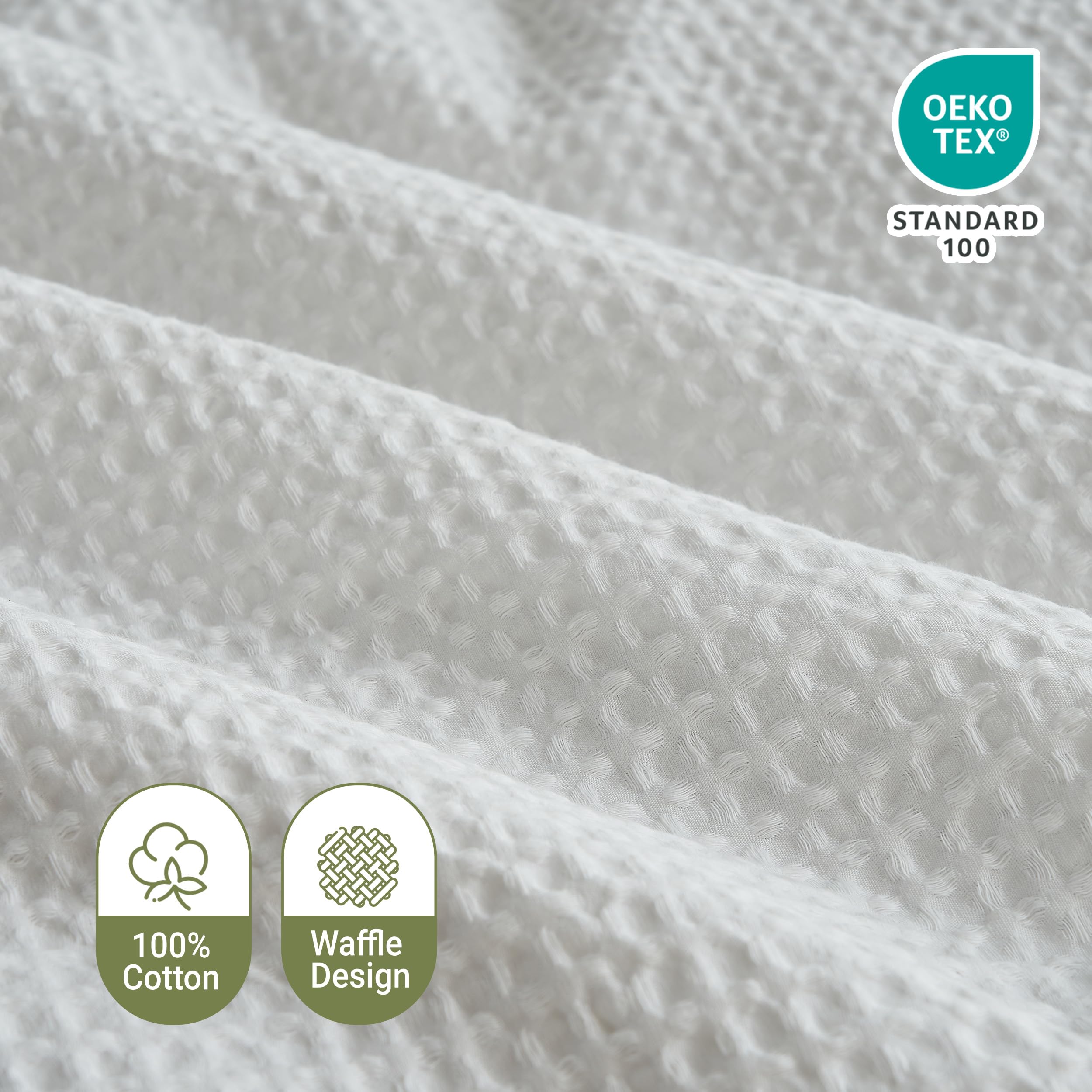 Simple&Opulence Waffle Duvet Cover Double Size, 100% Cotton Waffle Bedding with 2 Pillowcases - Image 2