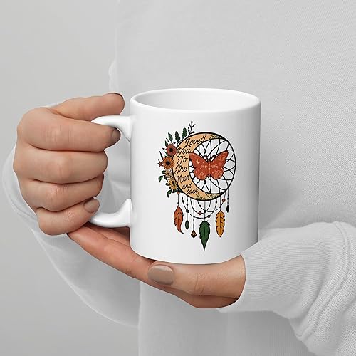 Miniatura 5 de Taza con texto en inglés "I Love You To The Moon And Back"  Taza atrapasueños para un ser querido