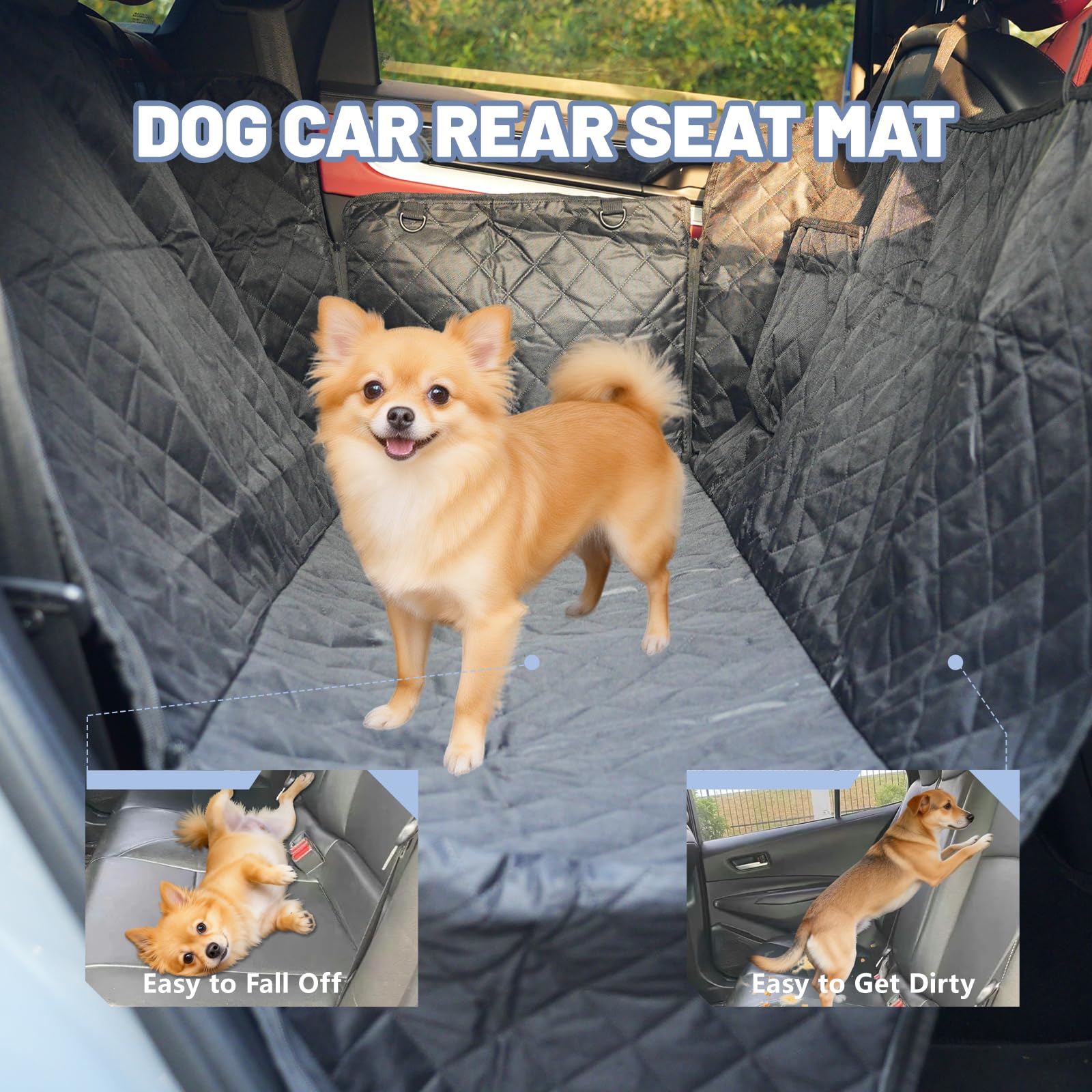 CoSofSLIP Dog Car Seat Cover for Pets Waterproof Seat Cover Hammock Scratch Proof Nonslip Back Seat Pet Bed Mat for Travel Durable Soft Back Seat Covers for Cars Trucks and SUVs (23.5 x 51 inch) - image 6