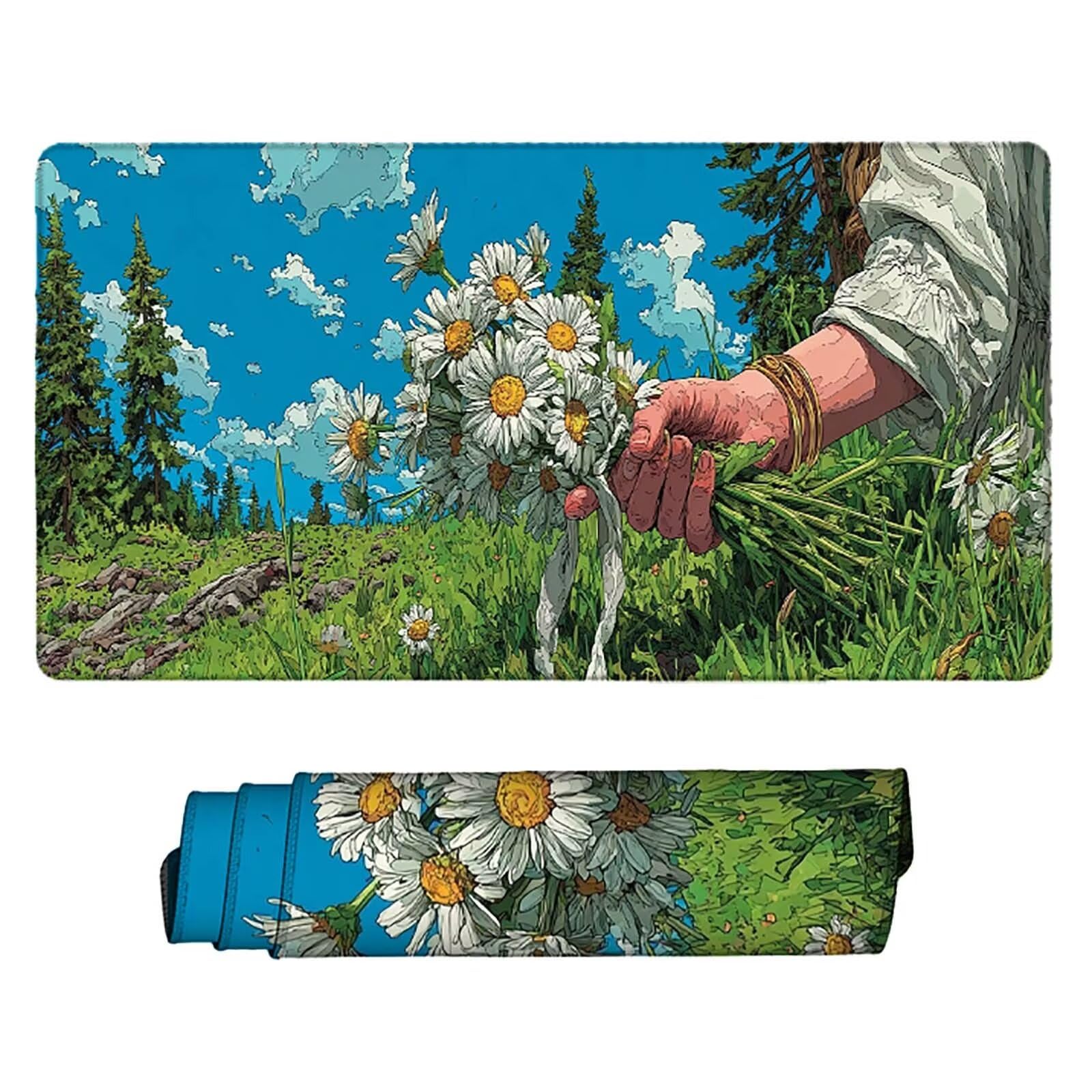 Tappetino Mouse XXL 1000x500mm Blu Mousepad Paesaggio Tappetino Scrivania Grande, con base in Gomma Antiscivolo, Impermeabile Sottomano Scrivania per Computer, Accessori Gaming Mouse Pad 5-1900f