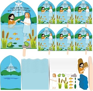 24 Pcs Baptism of Jesus Crafts for Kids Fun Home Activities 8 x 6 Inches John 1:34 Back to School Religious DIY VBS Christian Catholic Bible Crafts for Sunday School Church Classroom Gifts Supplies