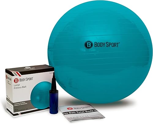 Body Sport - Pelota de ejercicios para deportes con bomba para hogar, gimnasio, equilibrio, estabilidad, Pilates, fuerza de núcleo, estiramiento,