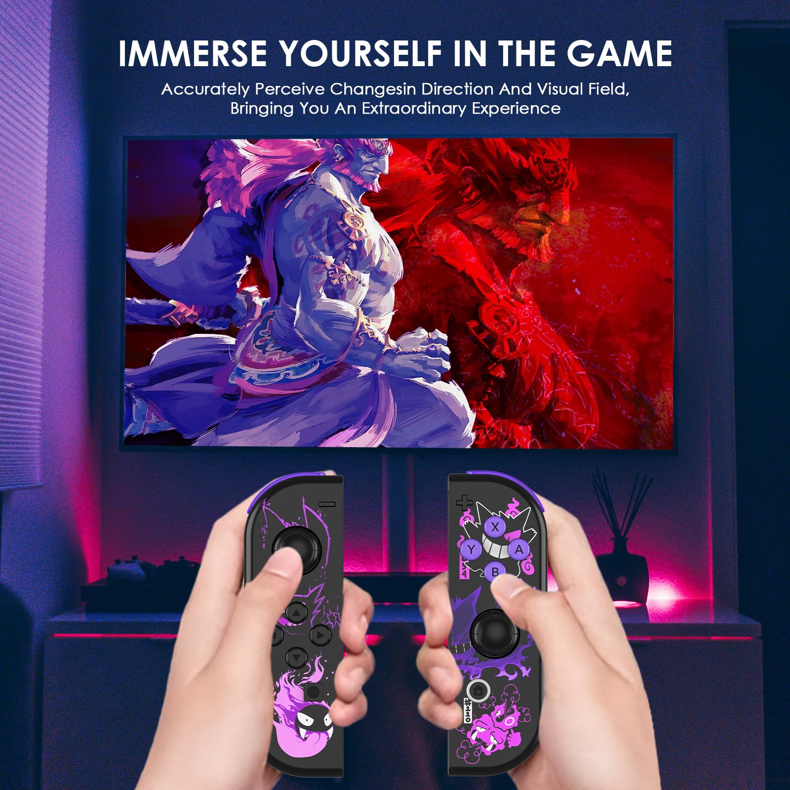Replacement L/R Switch Controller Work with Switch/Lite/OLED Console,Wireless Controller Support Dual Vibration,6-Axis Gyro,Wake-up,Motion Controls,Screenshot-Purple — view 7