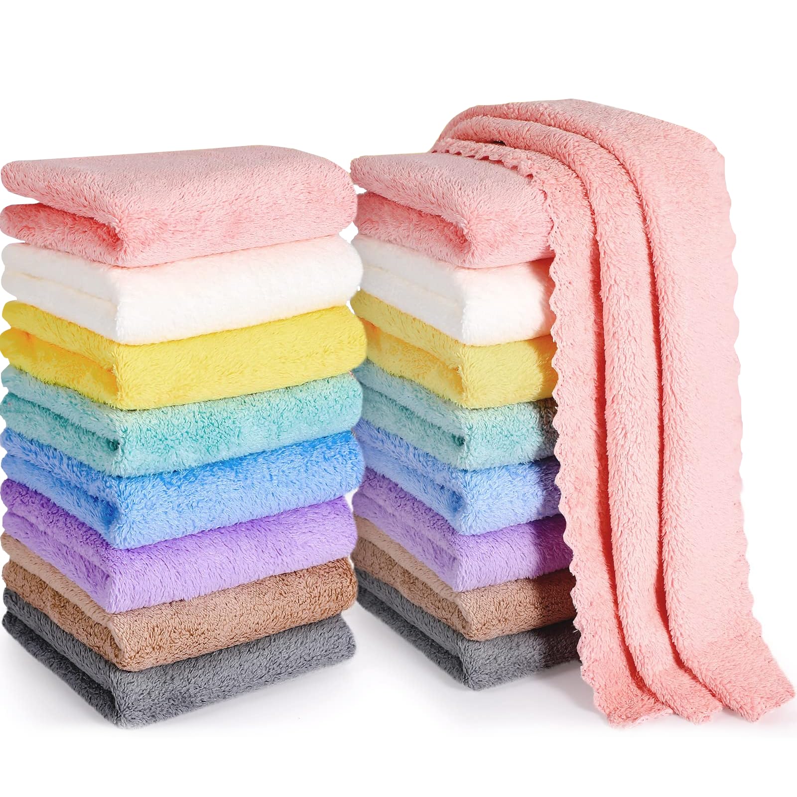 Blinddarm Washcloths, 20 Pack Multicolour Wash Cloths for Bathroom, Spa, and Gym Towel, 10 x 10 Inch Face Towels Microfiber Soft Hand Towel