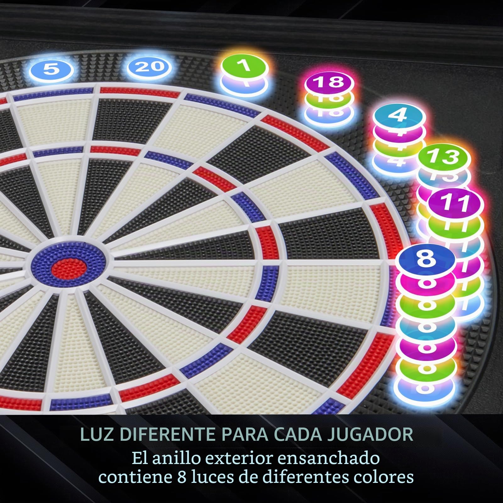 WIN.MAX Juego de diana electrónica profesional, armario para dardos con indicador LED y 211 variantes de juego, juego completo para el hogar