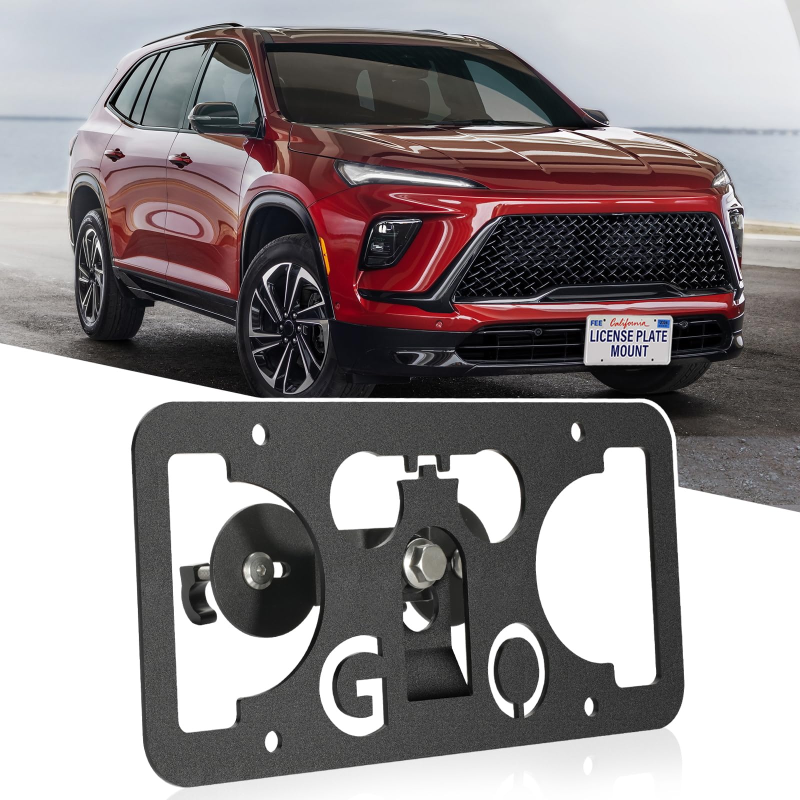 No-Drill License Plate Mount For Buick Enclave/Encore/Envision – Black Matte, Grille Mount, Easy Install - View #2