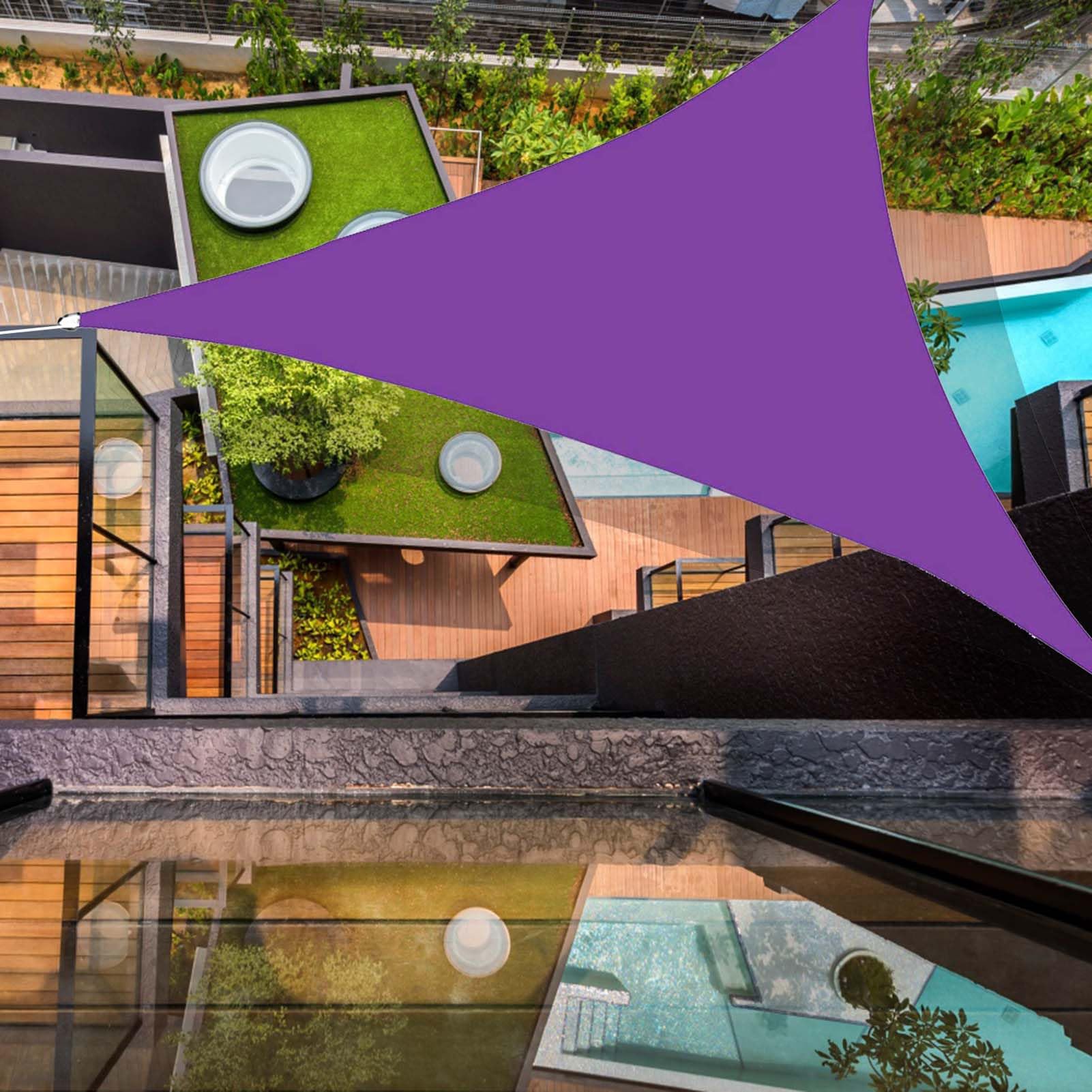 Voile d'ombrage triangulaire 3x3m violet imperméable pour extérieur et terrasse