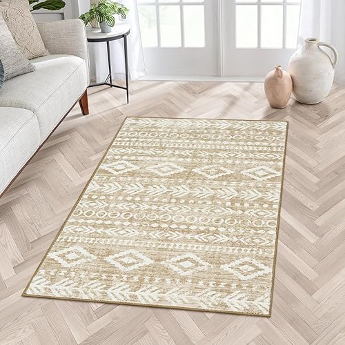 Miniatura 101 de Lahome Alfombras de cocina antideslizantes, lavables para entrada, estilo bohemio, blanco y negro, 2 x 3, alfombra de baño ultrafina con estampado