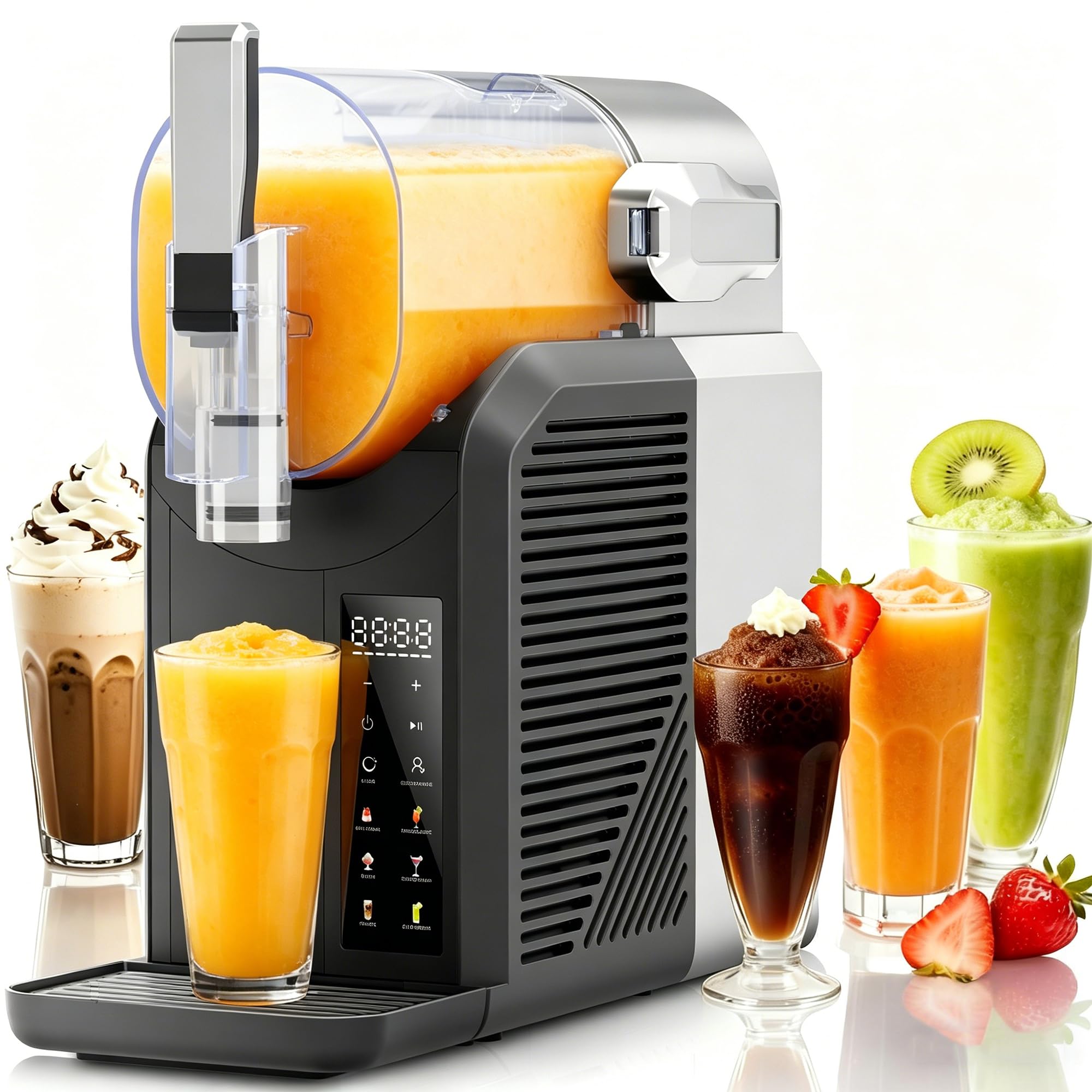 slushie machine, 2l/68oz frozen drink maker & margarita machine with 6 presets and led display, no ice needed slushy machine for home & party candle needs to be reattached broken off