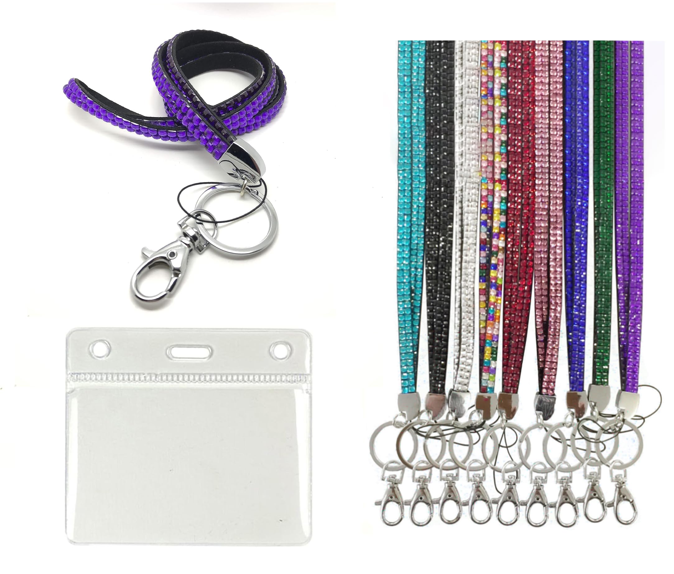 Purple Bling Lanyard from PCL Media ltd Diamante Rhinestone Sparkly Lanyards with ID Pocket Pouch Size (60x90mm) Bling Lanyards, Diamante Lanyard โ image 1