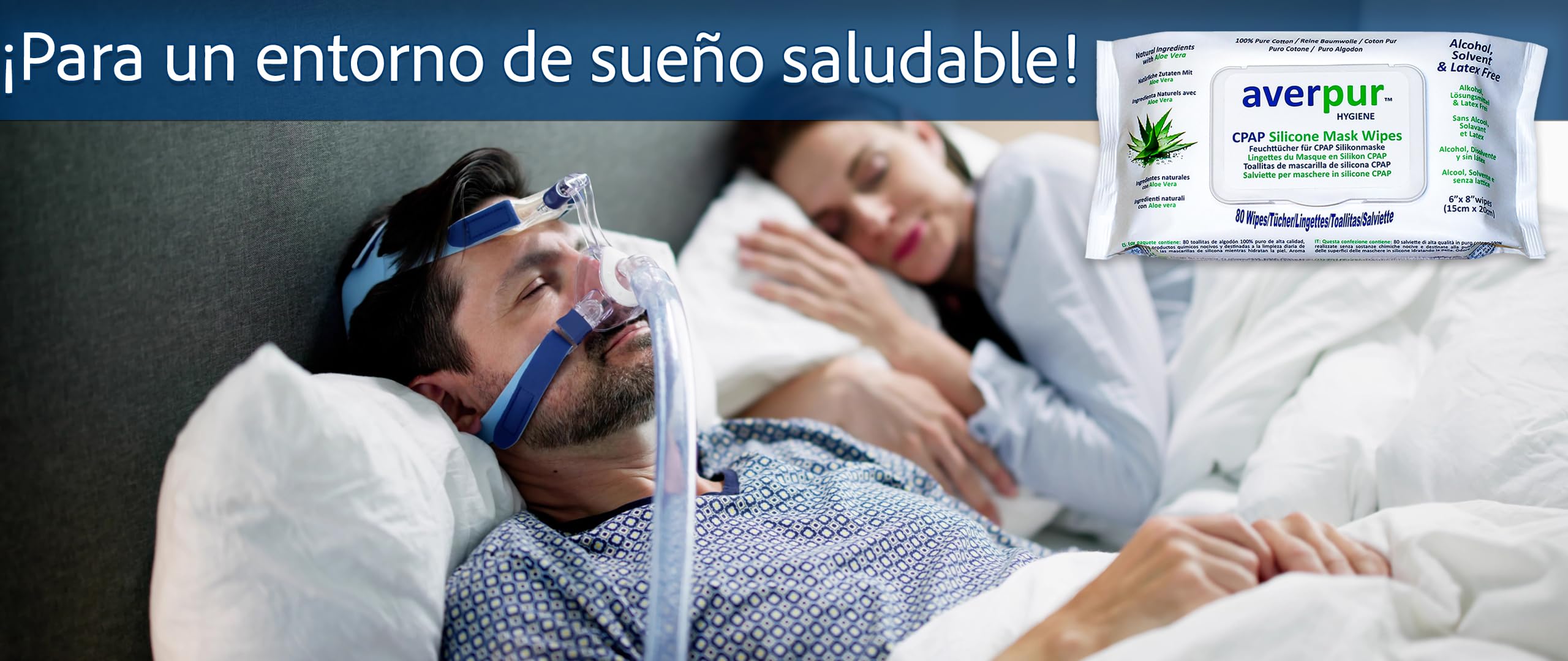 Toallitas de limpieza para CPAP, Mega Oferta, 5 x 80 toallitas para mascarilla averpur ™ con Aloe Vera, 100% algodón puro