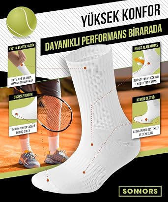 SONNORS 4 Pairs Unisex Men's Socks and Women's Sports Socks - Breathable Athletic Performance and Compression Tennis Socks - Black & White in 4