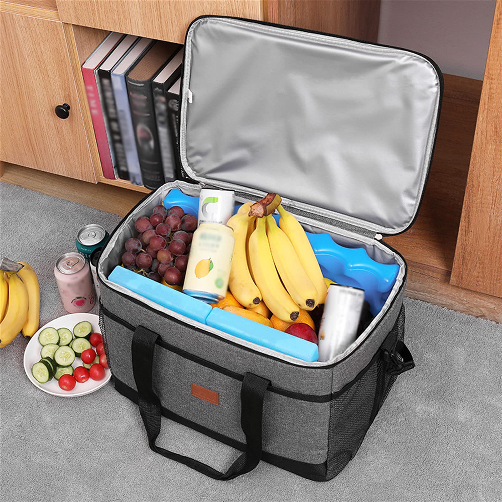 Sac Isotherme,Grande Portable Lunch Bag Sac-Glacière Cooler Bag Sac De Repas Glaciere Souple Isotherme 35L,pour Plage Camping Travail BBQ (Blue)