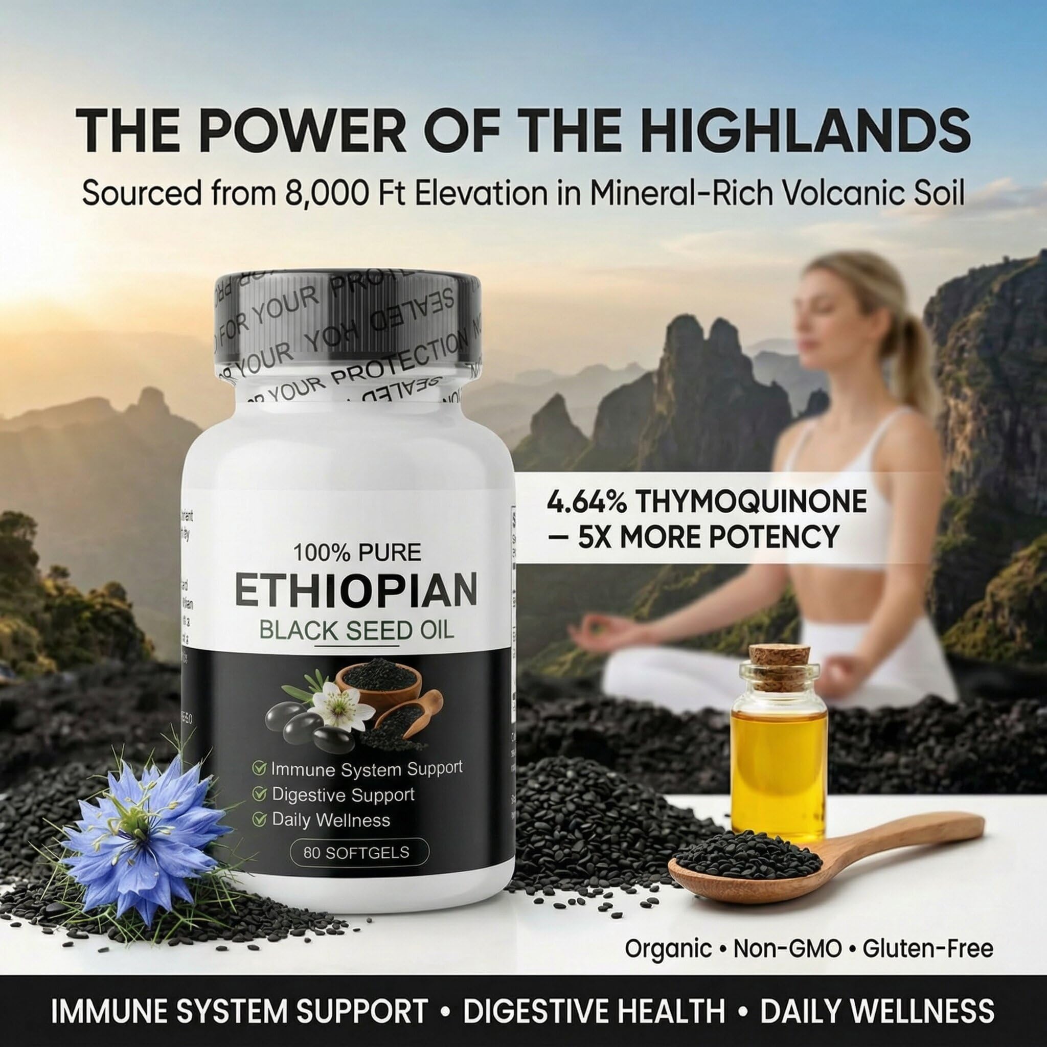 Ethiopian Black Seed Oil, Cold-Pressed, 60 Softgels — Amazon image 4