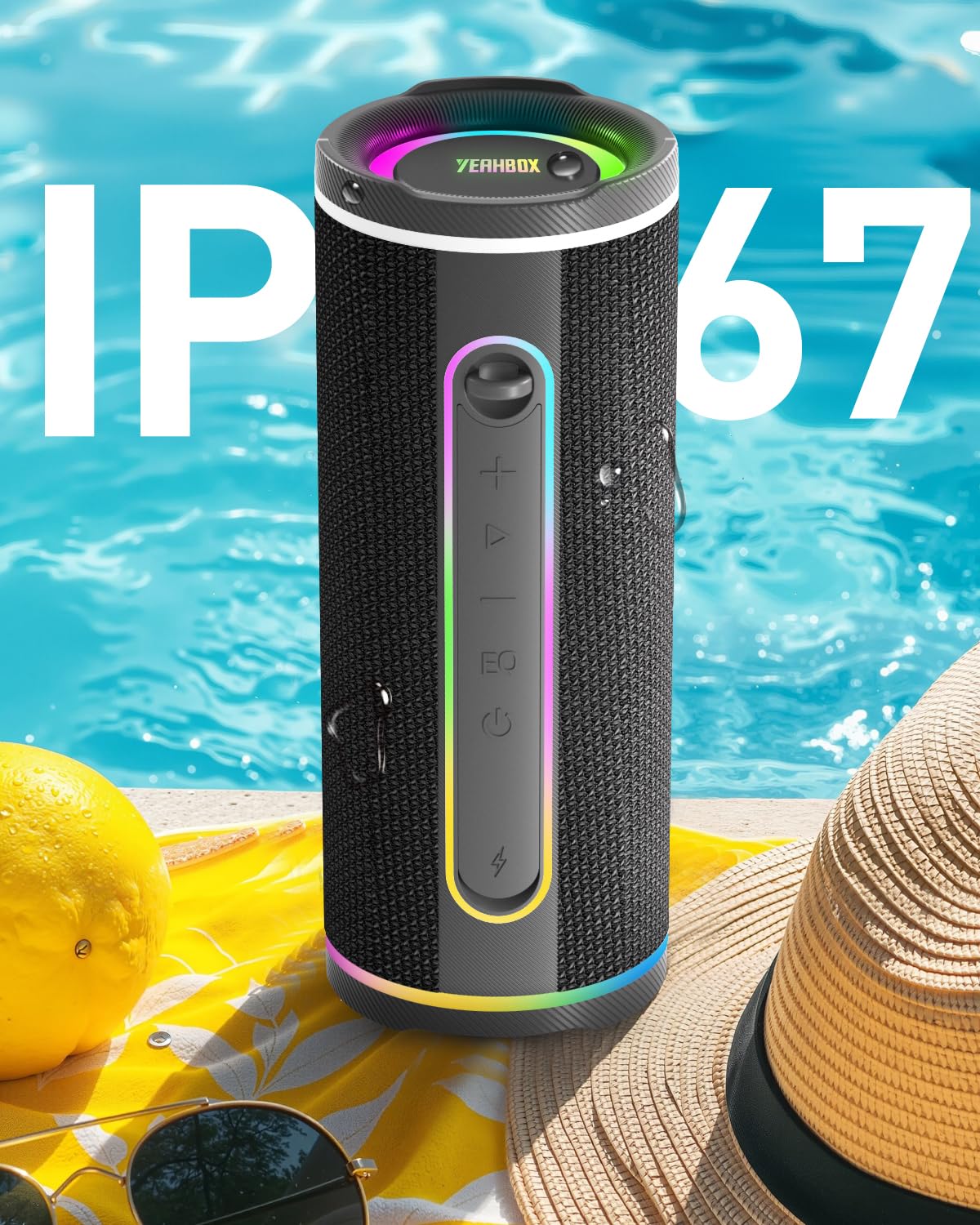 YEAHBOX X-Boom Go Tragbarer Bluetooth-Lautsprecher, 40W HiFi-Sound, IP67 Wasserdicht, Bluetooth 5.4 (Blau)
