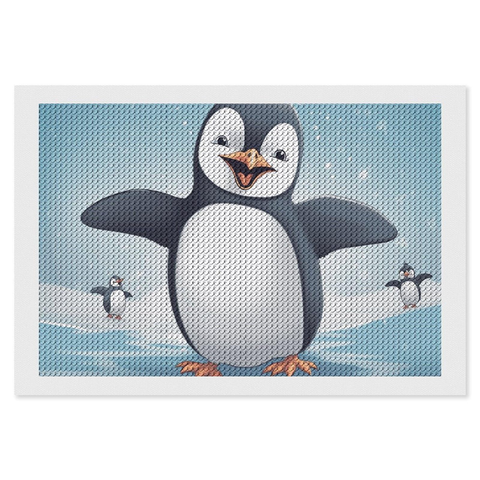 NONHAI Diamond Painting Kits for Adults - DIY Diamond Art Kits for Beginners - Full 5D Paint Drill Diamond Dots Paintings- Happy Penguin Diamonds Pictures Gem Art and Craft Wall Decor 8"x12"