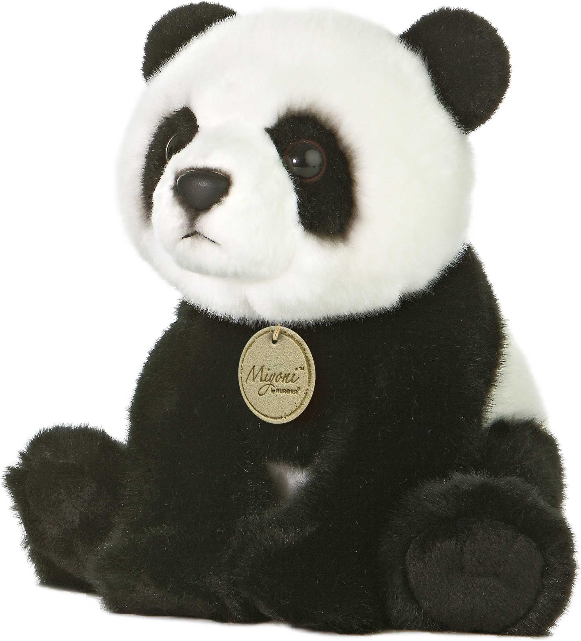 Realistic Miyoni® Panda Stuffed Animal - Lifelike Detail - Cherished Companionship - Black and White 10 Inches
