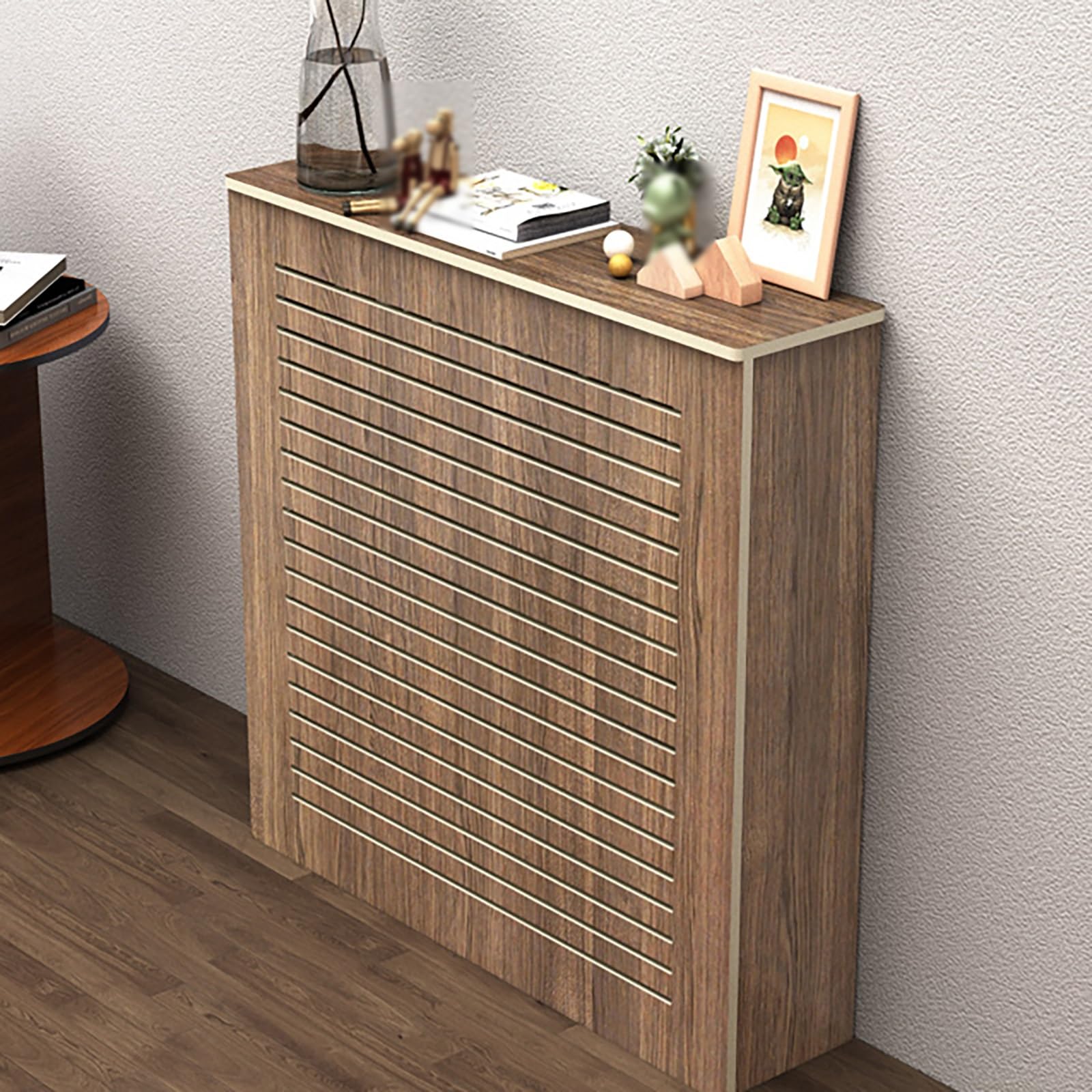 Estante para radiador de madera decorativo mueble cubrecalefacción para un salon calido y ordenado