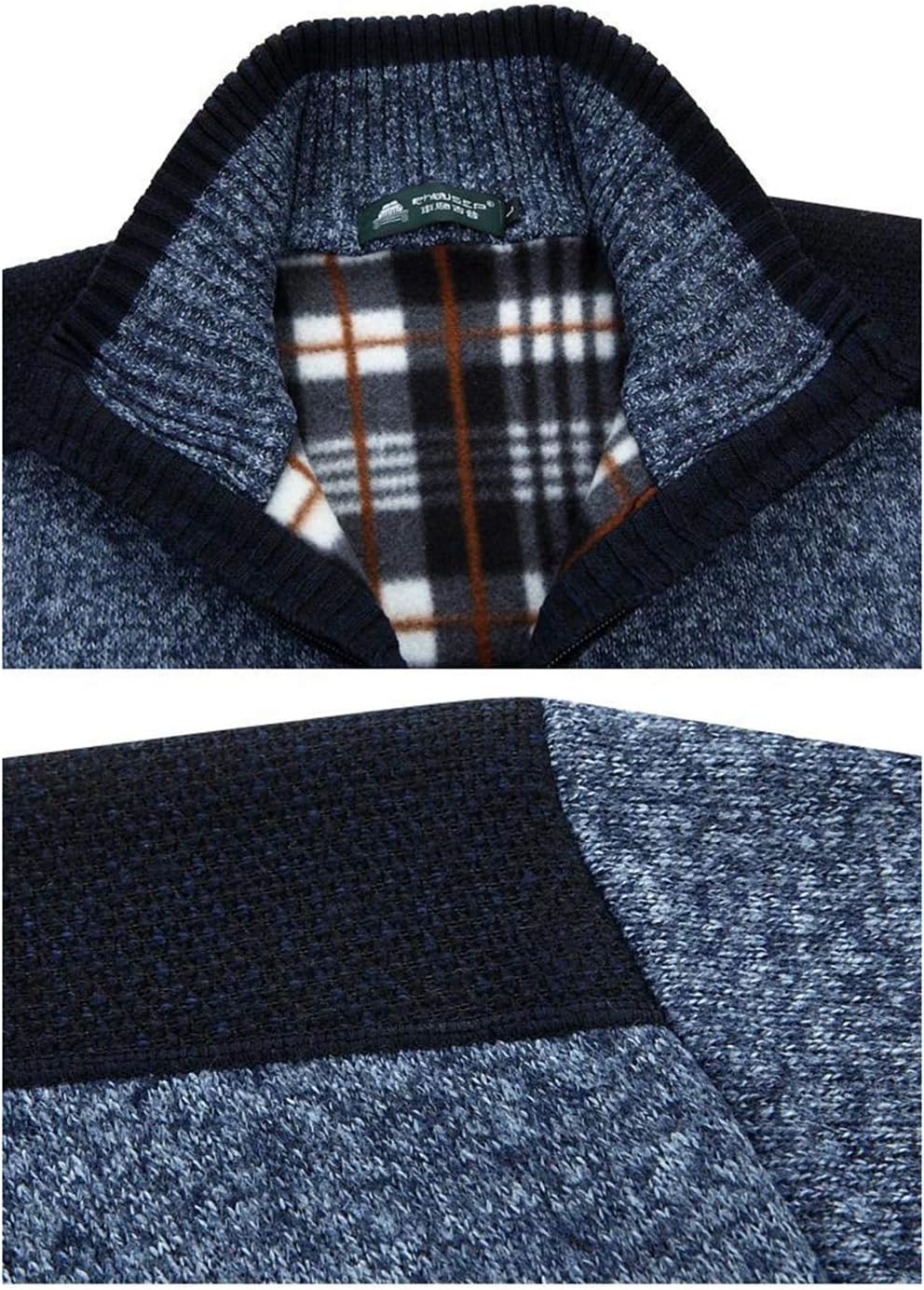 Yeokou Men's Casual Slim Full Zip Thick Knitted Cardigan Sweaters with Pockets - Image 3
