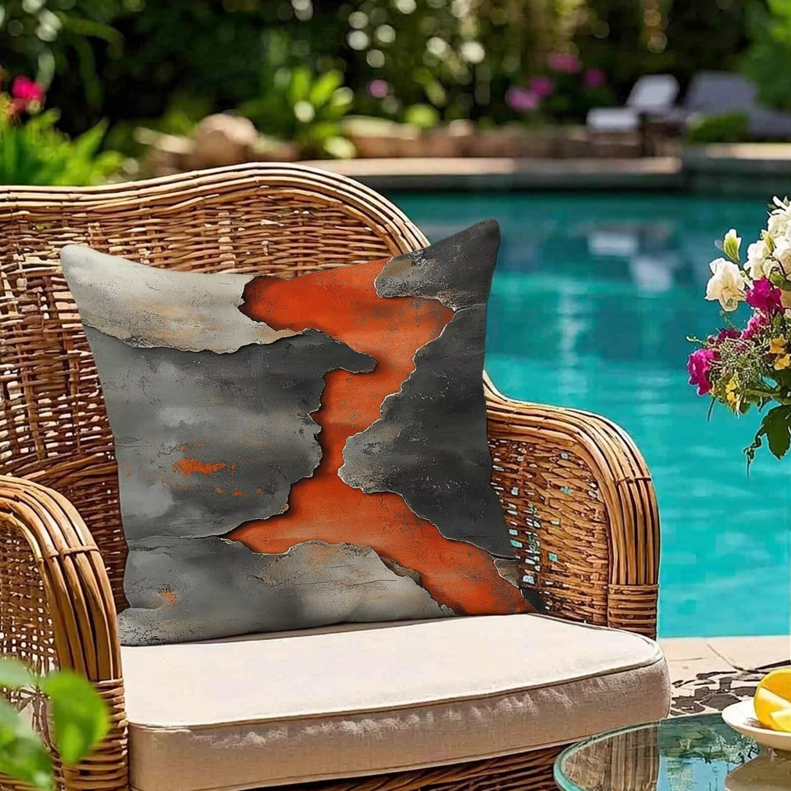 Housse de coussin extérieur imperméable 80x80 taie oreiller balcon