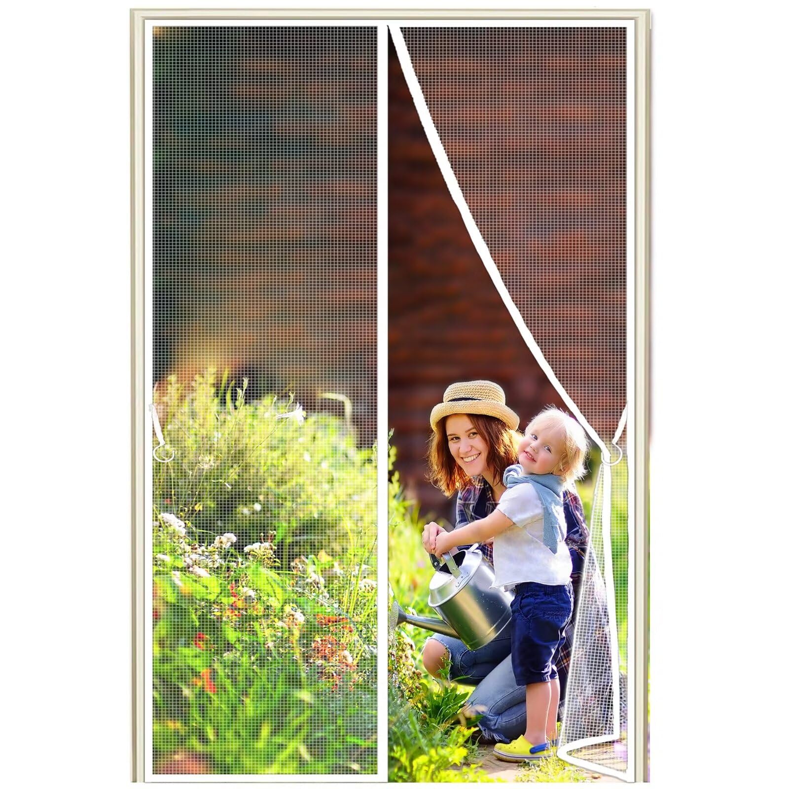 Topzxl White Mesh Bug Screen Door, 115X230cm Magnetic Fly Insect Screen Door, Curtain For Balcony, Insect Protection Magnetic Fly Curtain, 1995-Size