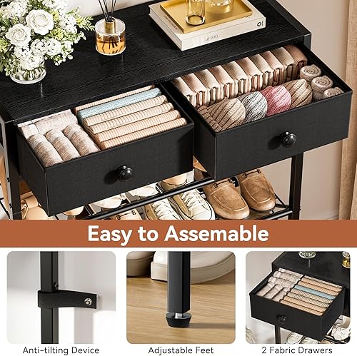 Miniatura 5 de Zapatero para entrada, organizador de zapatos de 5 niveles con 2 cajones no tejidos, estante de almacenamiento de metal para 16-20 pares de zapatos,