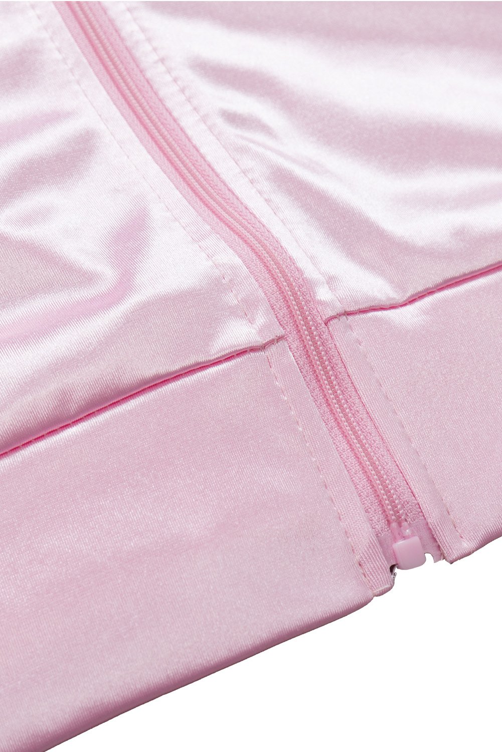Chaqueta de satén rosa de los años 50 para mujer, disfraz de Halloween, carnaval, cosplay, chaqueta rosa con pañuelo para el cuello, disfraz de carnaval