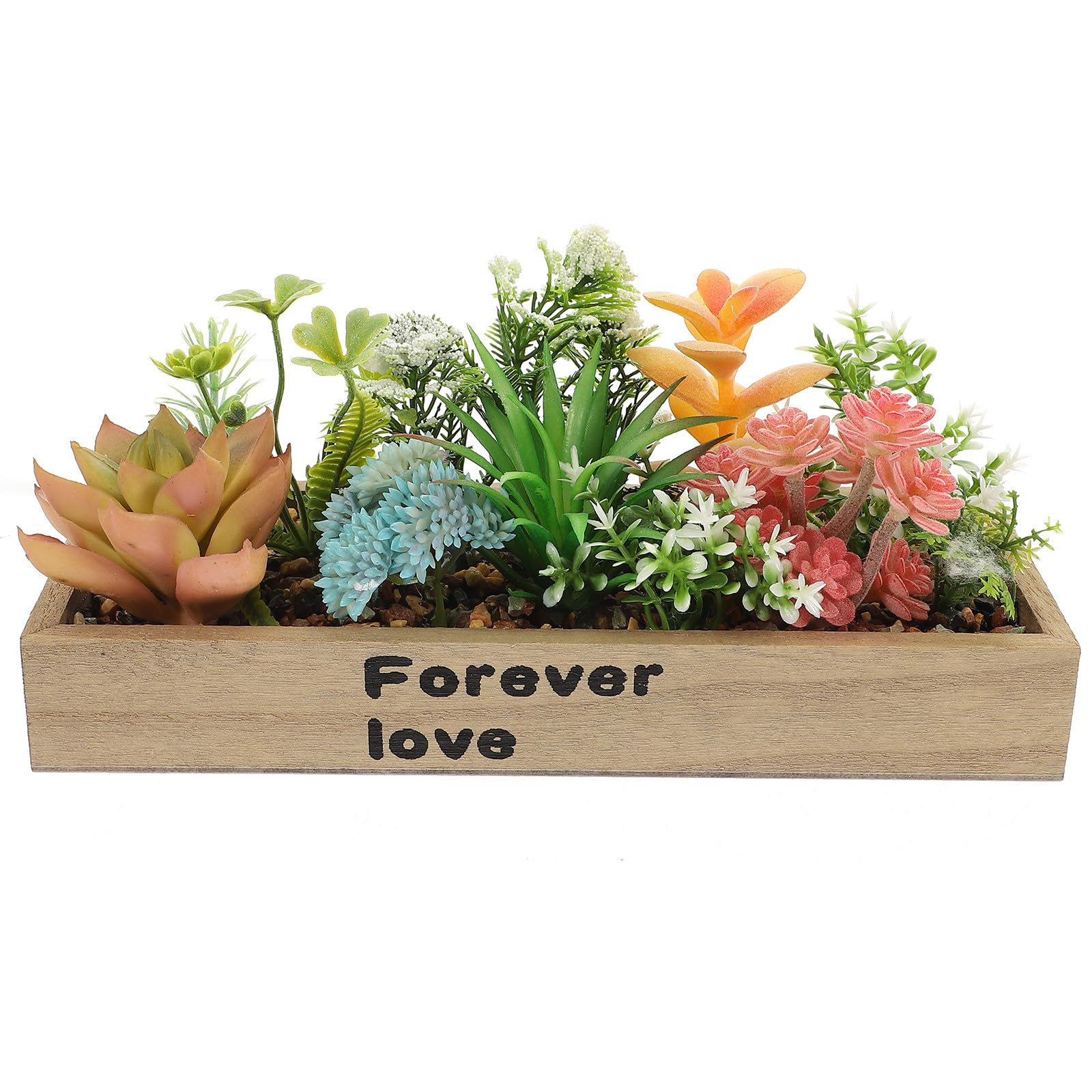 Plante artificielle imitation arbuste en boîte bois naturelle chic